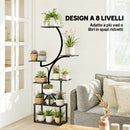 Portapiante a 8 Livelli 74x26x158,5 cm con Design a S per Interni ed Esterni in Metallo Nero      