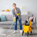 Secchio Lavapavimenti Professionale con Strizzatore Manuale 44x36x90 cm 4 Ruote e Maniglia in Metallo Giallo