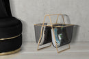 Porta Giornali Double 31x40x42,5 cm in Ferro Nero e Oro
