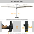 Ombrellone a Sbalzo 295x295 cm Inclinabile con Base a Croce Bianco Crema  