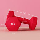 Set 2 Manubri Palestra 4 kg Pesi esagonali per Allenamento Rosso