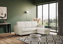 Divano 3 Posti con Pouf 212x155x85 cm Yasel in Tessuto Latte
