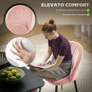 Set 2 Sedie da Pranzo Imbottite 52x55x79 cm con Schienale a Conchiglia in Velluto Rosa      