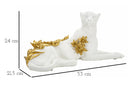 Decorazione Leopardo 53x21,5x24 in Resina Bianco e Oro          