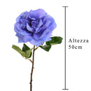 Set 4 Rose Artificiali Aperta Altezza 50 cm Blu
