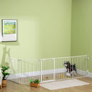 Cancellino per Cani Regolabile e Pieghevole 300x74,5 cm con Chiusura Automatica e Blocco in Metallo e Plastica Bianco      