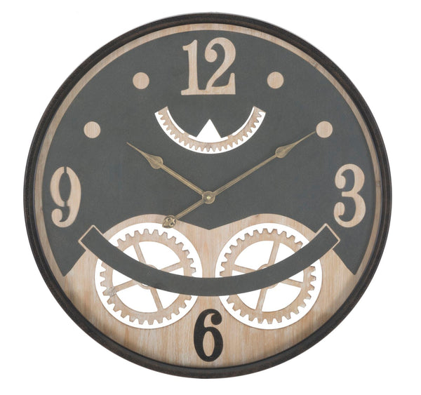 Orologio xxx Ø67x6,5 cm in Ferro MDF e Vetro Nero e Marrone prezzo