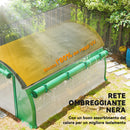 Serra a Tunnel 4x3 m con Rete Ombreggiante Extra Finestre e Ingresso a Zip in PE e Acciaio Verde      