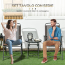 Set 3 Pezzi da Giardino con 2 Sedie 53,5x64x93 cm e Tavolino da Caffè Ø45x50 cm in Metallo Marrone      