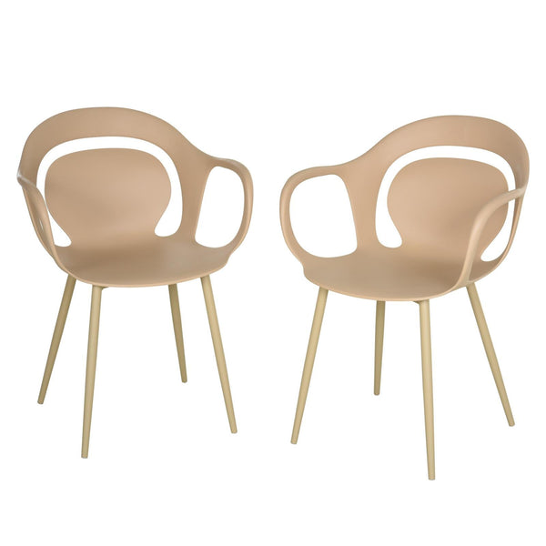 acquista Set 2 Sedie in Polipropilene Gambe in Acciaio 58,5x60x83,5 cm Gialle