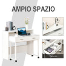 Scrivania con Cassetti e Ruote 100x36x88 cm in Metallo e MDF Bianca