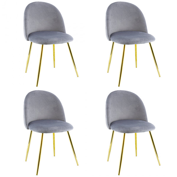 Set 4 Sedie 50x45x80 cm in Tessuto Vellutato Piedi Oro Grigio sconto