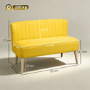 Divano 2 Posti 117x56.5x77 cm Senza Braccioli con Gambe in Legno in Tessuto Effetto Lino Giallo      