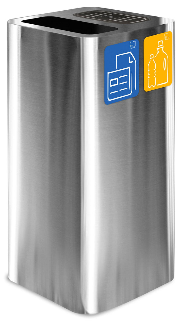 acquista Pattumiera Per Raccolta Rifiuti 38x38xh80 cm In Acciaio Inox con Coperchio Basculante Argento