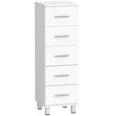 Cassettiera a 5 Cassetti 30x30x95 cm Piedini Regolabili in Legno FSC Bianco      