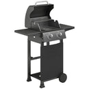 Barbecue a Gas Propano 95x53x111,5 cm con 2 Bruciatori Ripiani e Coperchio con Termometro in Acciaio Nero      