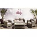 Set Salotto da Giardino Divano 2 Poltrone e Tavolino con Cuscini in Wicker