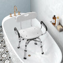 Sedia per Doccia Girevole 57x48x74-86 cm con Braccioli Schienale Capacità 150 kg in Alluminio e HDPE Bianco      