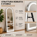 Specchio ad Arco 160x50 cm Figura Intera e LED a 3 Colori Dimmerabile in Alluminio      