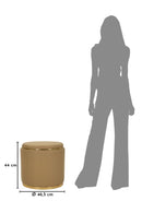 Puff con Contenitore London Marrone Ø46,5x44 cm in Pino e MDF e Spugna e Metallo e PU      