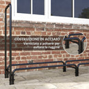 Portalegna per Camino da Interno ed Esterno con Telo Porta Legna e Copertura 240x36x99 cm in Metallo Nero