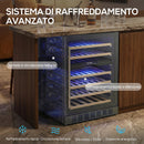 Cantinetta Vino Doppia Temperatura 5–18 °C 46 Bottiglie Capienza 131L con Porta in Vetro Temperato Triplo Nero      