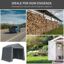 Tendone Garage per Auto Attrezzi 280x240x240 cm in Metallo e Tessuto Polietilene Grigio