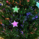 Albero di Natale Artificiale 120 cm in Fibra Ottica con 16 LED a Forma di Stella 