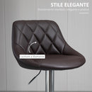Set 2 Sgabelli da Bar 51,5x48x83-104 cm in Similpelle Marrone