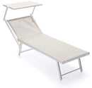 Lettino Prendisole da Giardino 183/190x61x38 cm in Alluminio e Textilene Beige