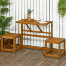 Set Tavolo e 3 Sedie da Giardino Pieghevoli in Legno Teak
