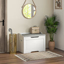 Panca Contenitore in Legno con Cuscino in Tessuto 103L 75x40x56cm Bianco 
