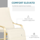 Poltrona Relax 66,5x94x100 cm con Poggiapiedi a 5 Livelli in Legno di Betulla e Tessuto Crema  