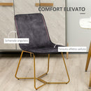 Set 2 Sedie da Soggiorno 49x61,5x85 cm in Tessuto Effetto Velluto Grigio