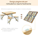 Tavolino da Campeggio Picnic Pieghevole in legno con 4 sedie 