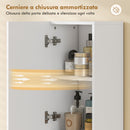 Mobile da Bagno 30x24x140 cm a 2 Ante con Spazio Aperto e Ripiani Regolabili in Legno Bianco      