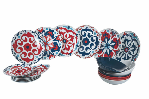 online Servizio Piatti 18 Pezzi in Porcellana e Gres Multicolor Villa d'Este Home Tivoli Santiago