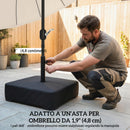 Base per Ombrellone Riempibile con Sabbia per Pali da Ø48 mm in Plastica e Tessuo Oxford Nero      