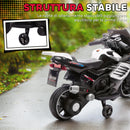 Moto Elettrica per Bambini da 6V con Rotelle Rimovibili Fari e Musiche Bianco      