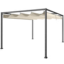 Pergola da Esterno 3x2 m con Tettuccio Retrattile in Metallo e Poliestere Crema e Grigio      