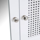 Mobile a Muro da Bagno Pensile con Griglia e Specchio Legno Bianco 56x13x58H cm