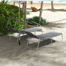 Set 2 Sdraio da Giardino 187x58x36 cm Pieghevoli con Tettuccio Regolabile in Tessuto Oxford e Metallo Grigio      