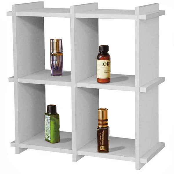 Libreria Scaffale a Parete 4 ripiani Bacheca in Legno Bianco Multiuso online