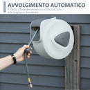 Avvolgitubo Automatico con Attacco Ø1/4'' Pressione Max 24 Bar Montaggio a Parete e Ruotabile di 180° in PP Grigio      