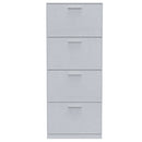 Scarpiera Salvaspazio 4 Ante a Ribalta 63x24x150h cm in Melaminico Bianco Cemento