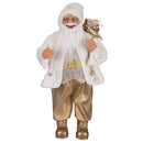 Pupazzo Babbo Natale H62 cm in Stoffa Oro e Bianco