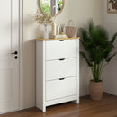 Scarpiera Slim per 18 Paia di Scarpe 72x26x112 cm con 3 Cassetti a Ribalta Rivestimento in Melamina Bianco     