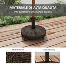 Base per Ombrellone Rotonda Ø52x41 cm 4 Ruote con Freni in Acciaio e Resina Bronzo e Nero   