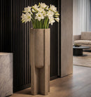 Porta Vaso da Esterno Moai Ø42x101 cm in Resina Marrone      