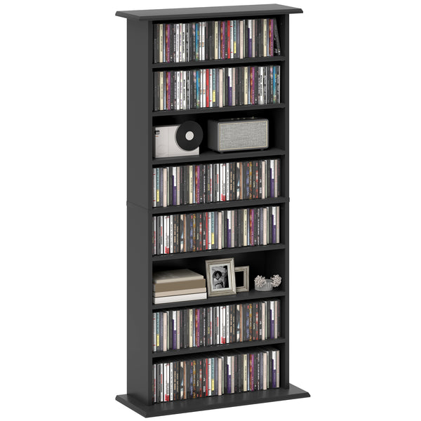 Libreria Porta CD e DVD 58x24x124,5 cm con 6 Ripiani Regolabili Nero acquista